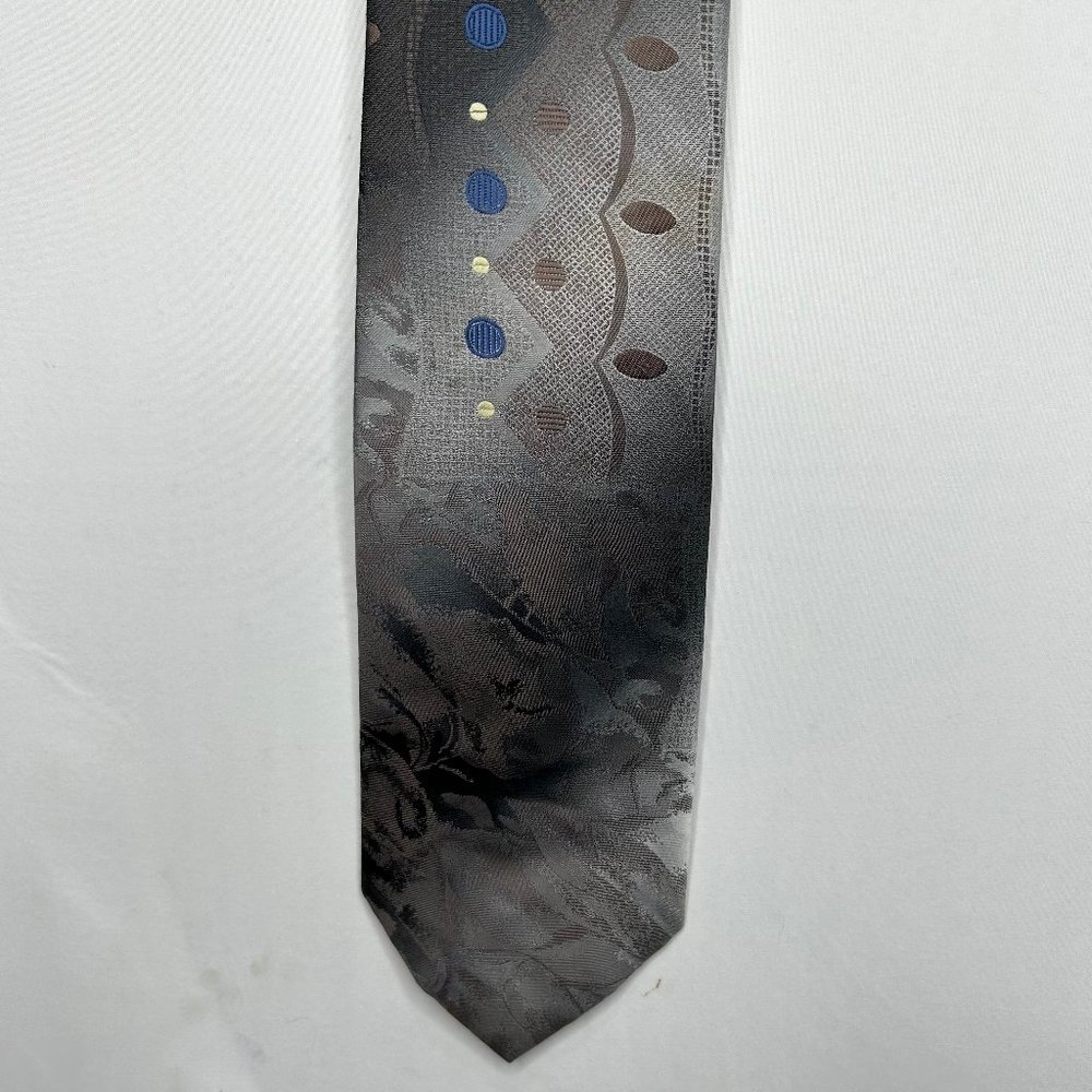 Wembley Men’s Necktie 3 ½” Gray Blue Brown Paisley Floral Geometric Tie USA